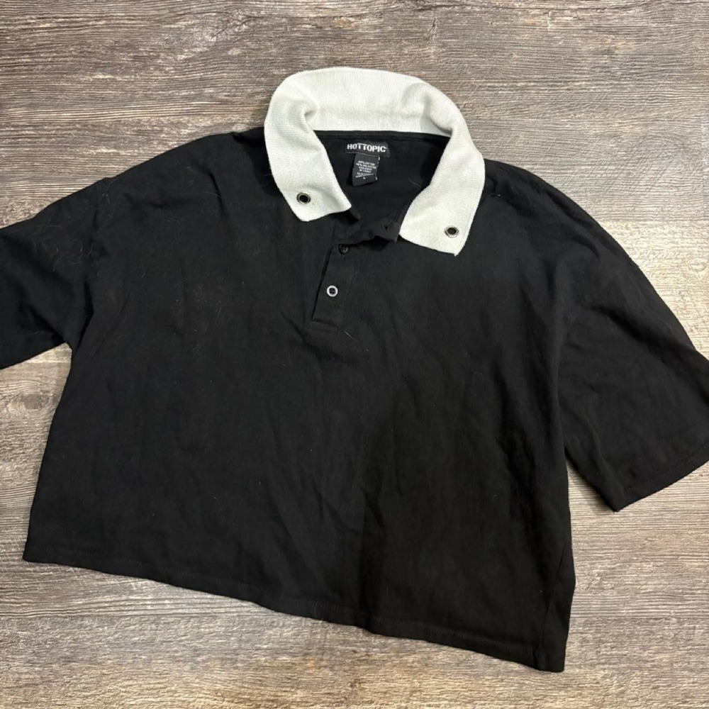 Vintage Style Hot Topic Y2K Black Collared Shirt Emo Mall Goth‎ Size L